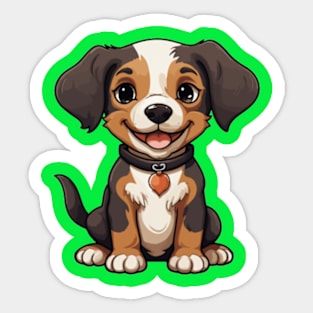 dog sitting smile 2 Sticker